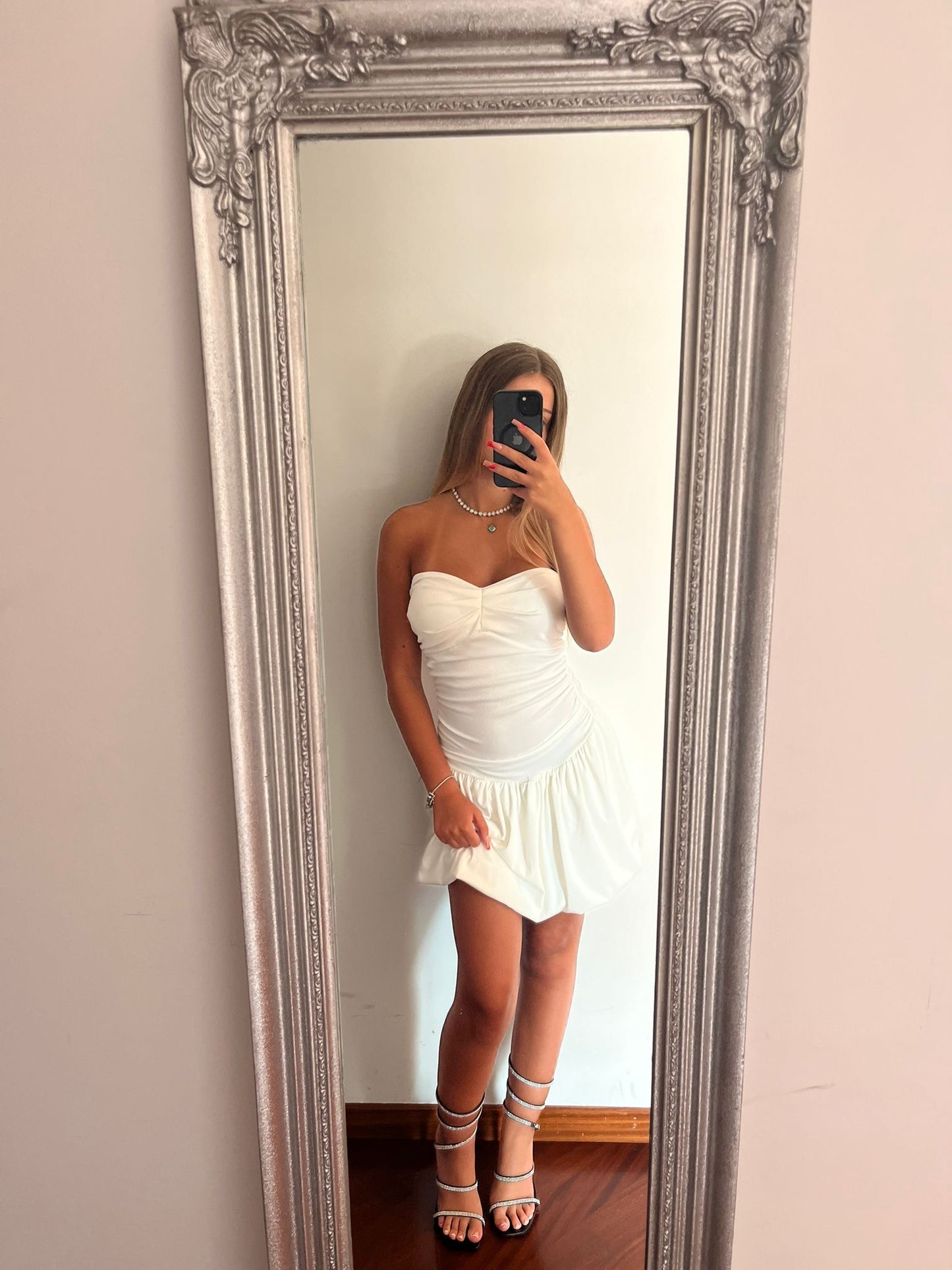 Short dress a costina bianco
