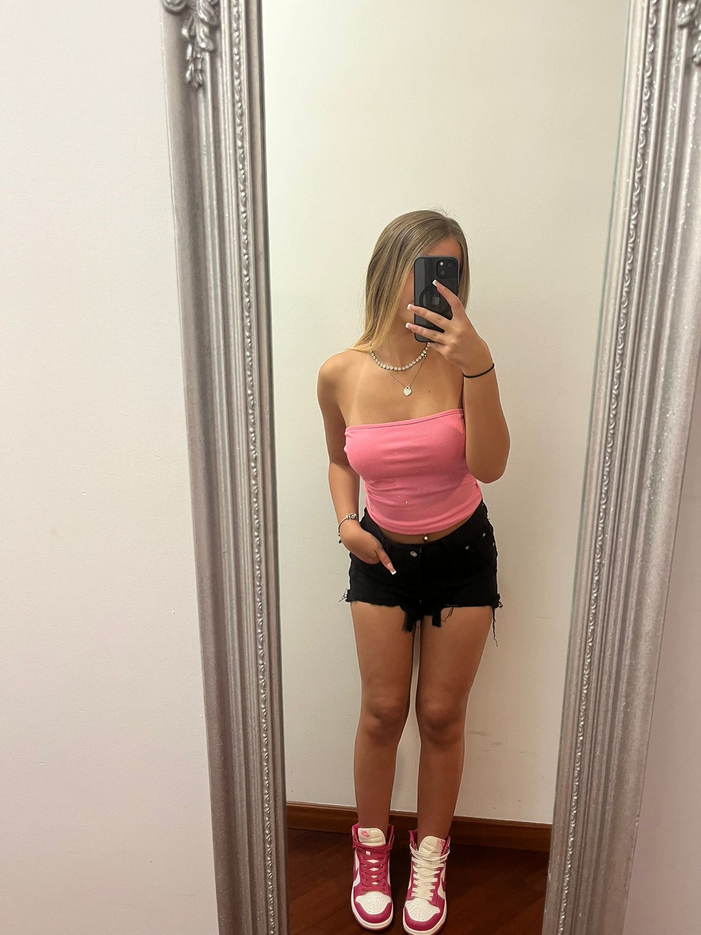Top rosa con brillantini