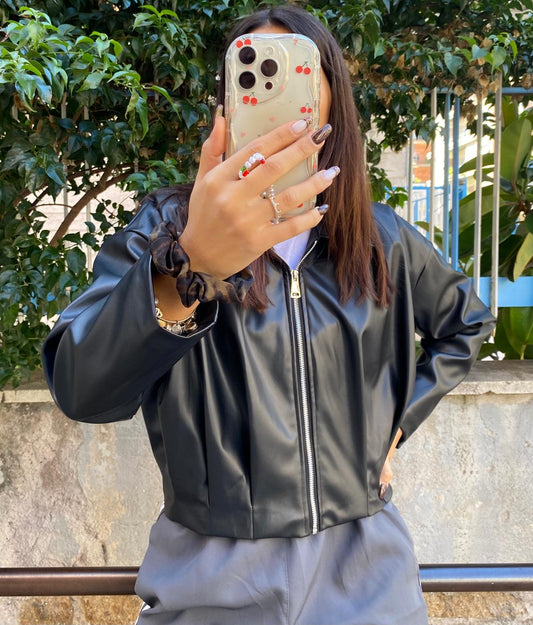 Bomber ecopelle nero
