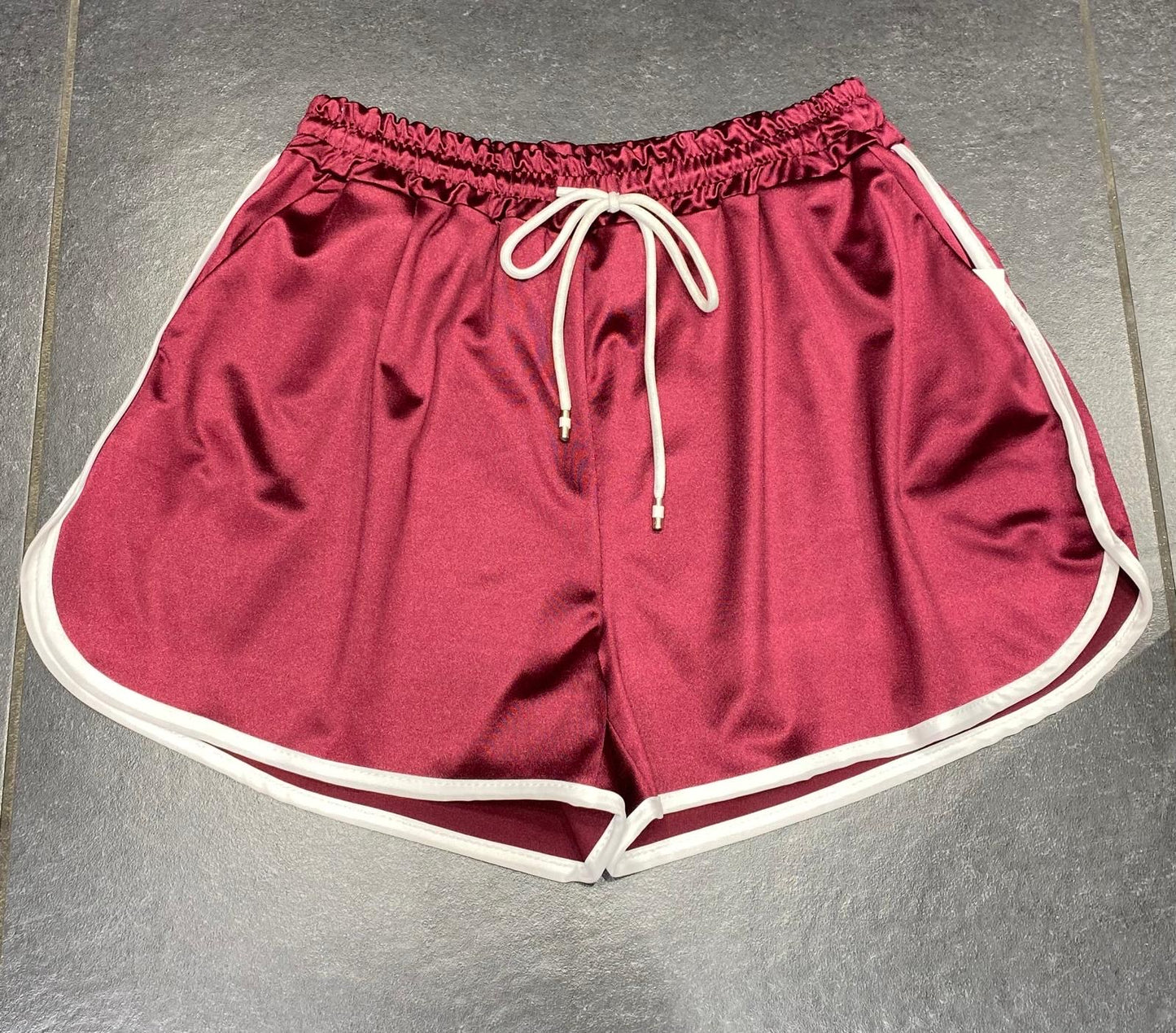 Shorts football in raso bordeaux