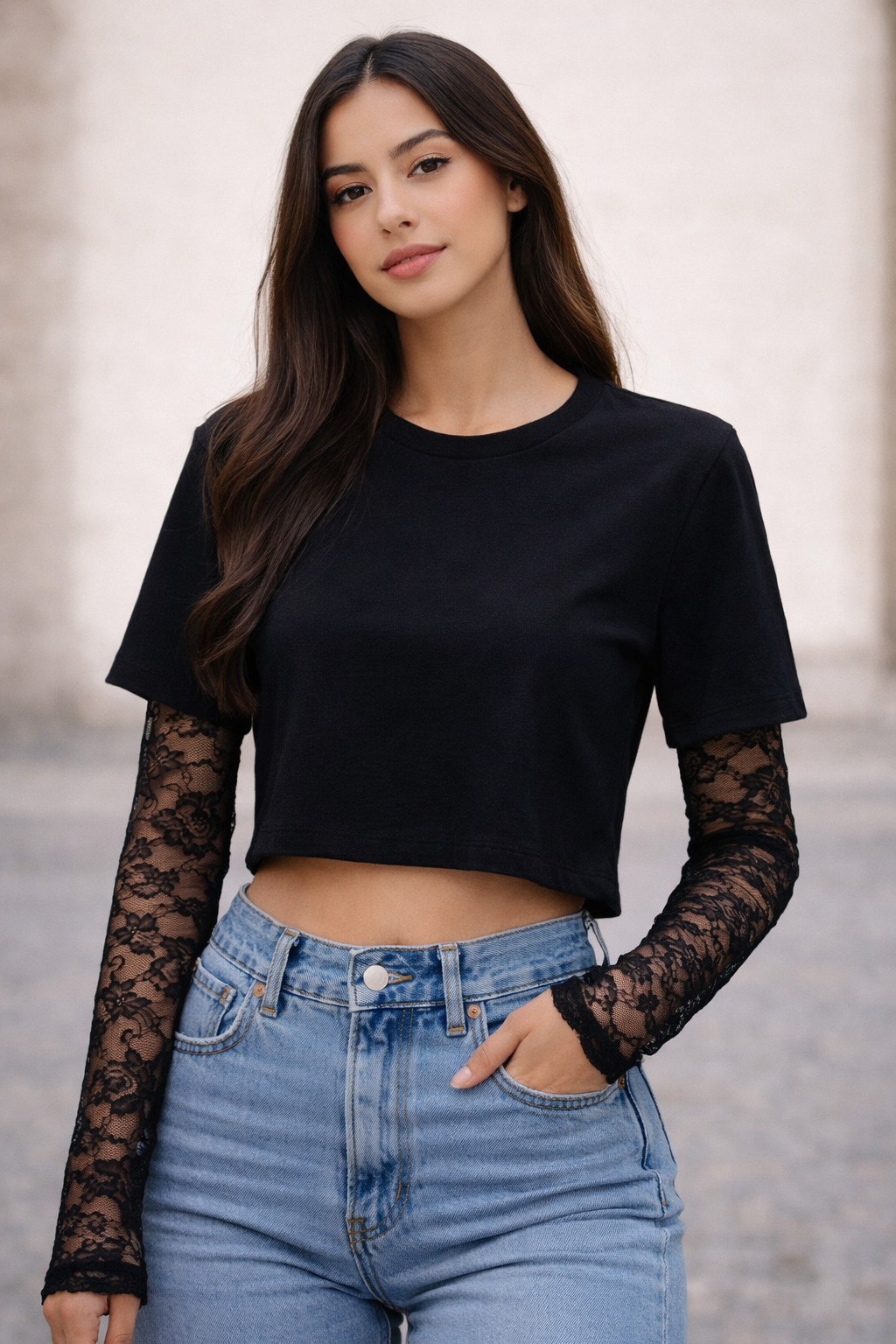 Maglia vanity crop nera