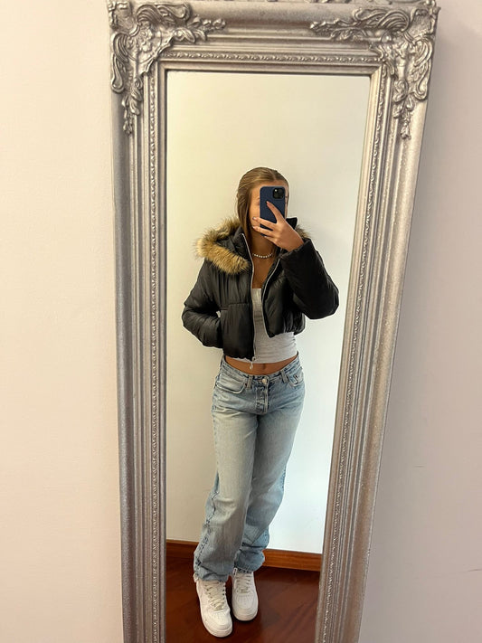Piumino crop nero