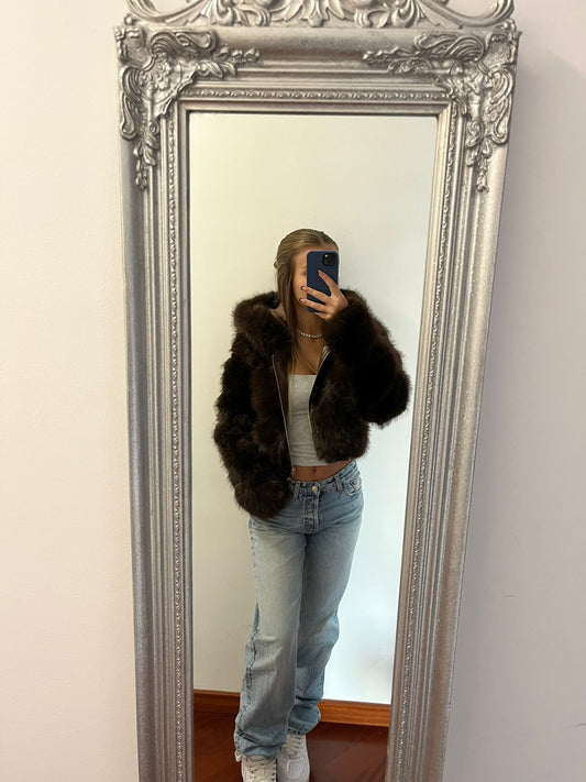 Pelliccia crop marrone