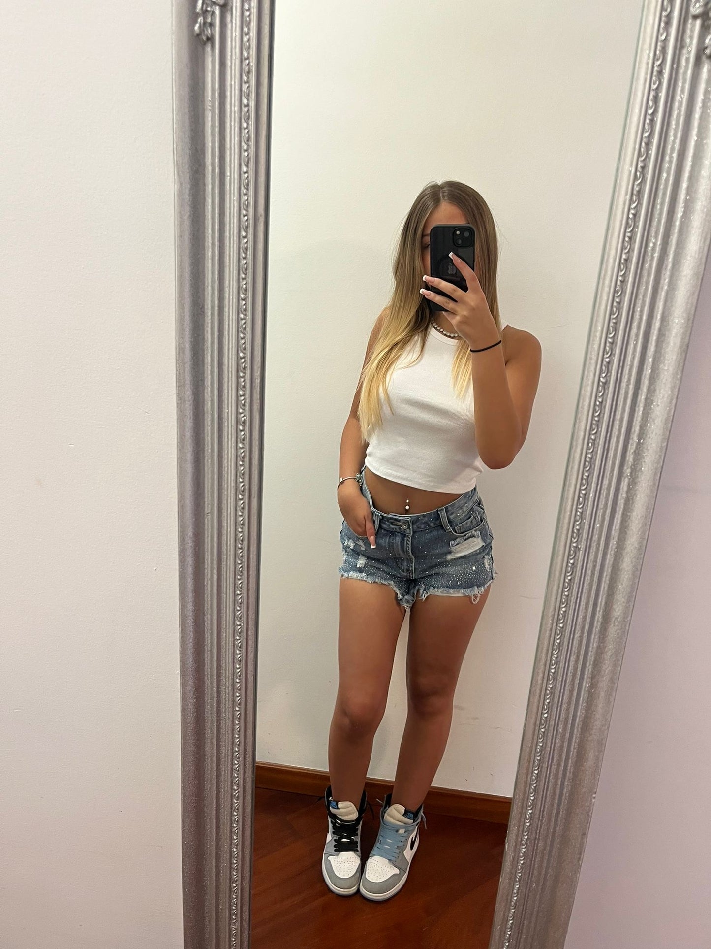 Shorts con brillantini
