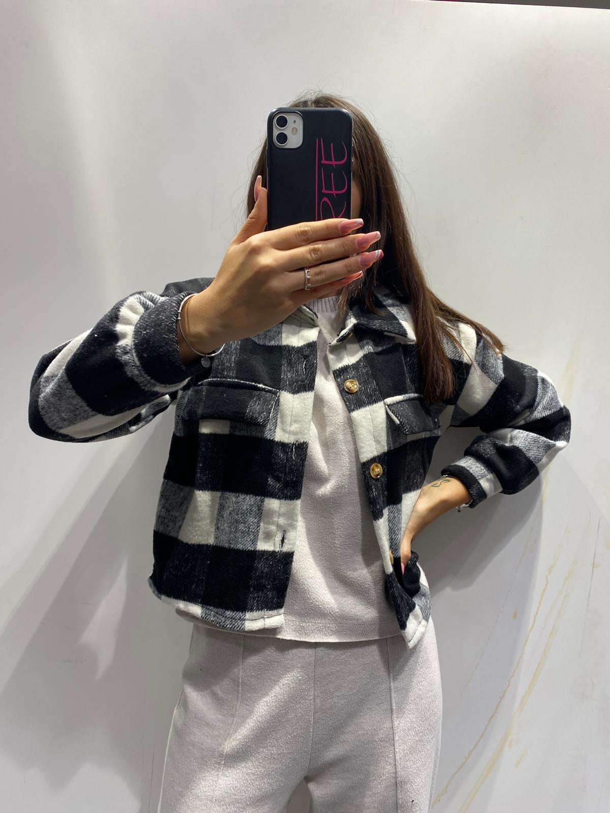 Giacchino quadri corto nero