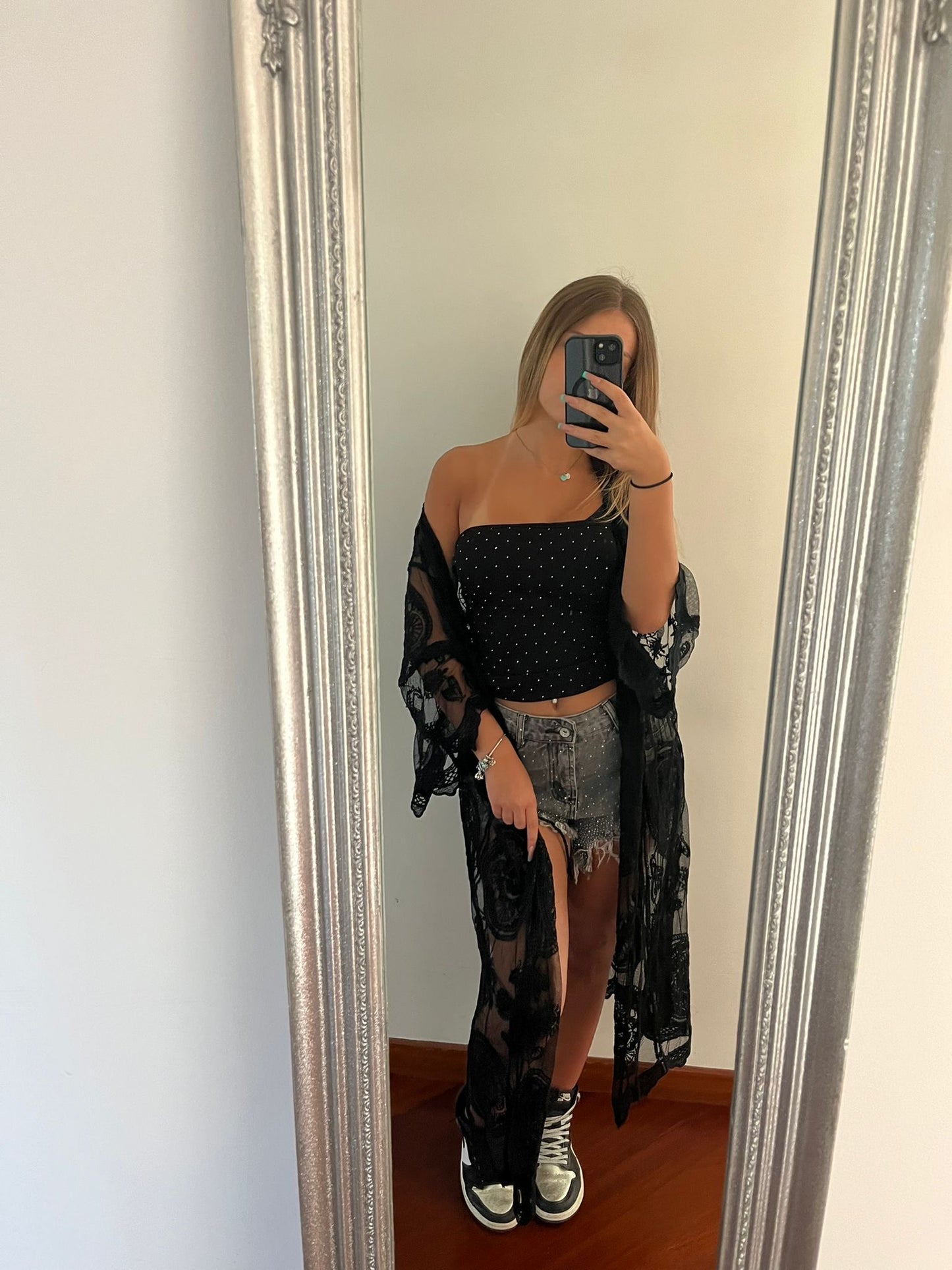 Kimono in pizzo nero