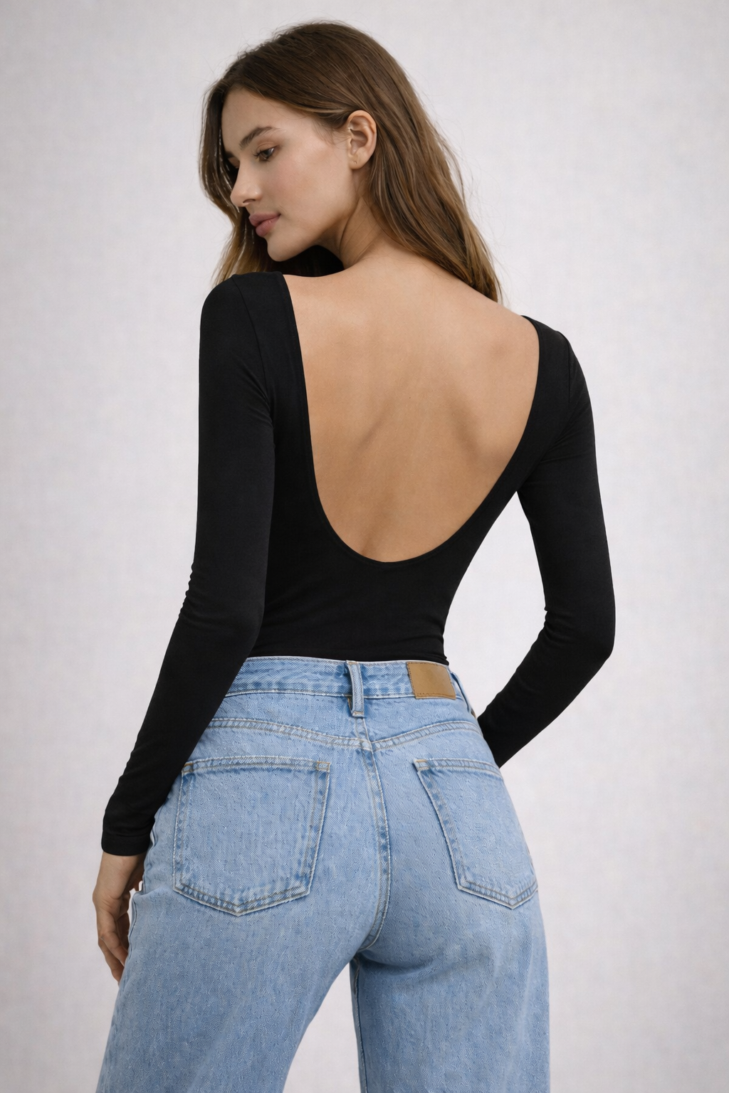 Body in lycra doppia scollatura nero