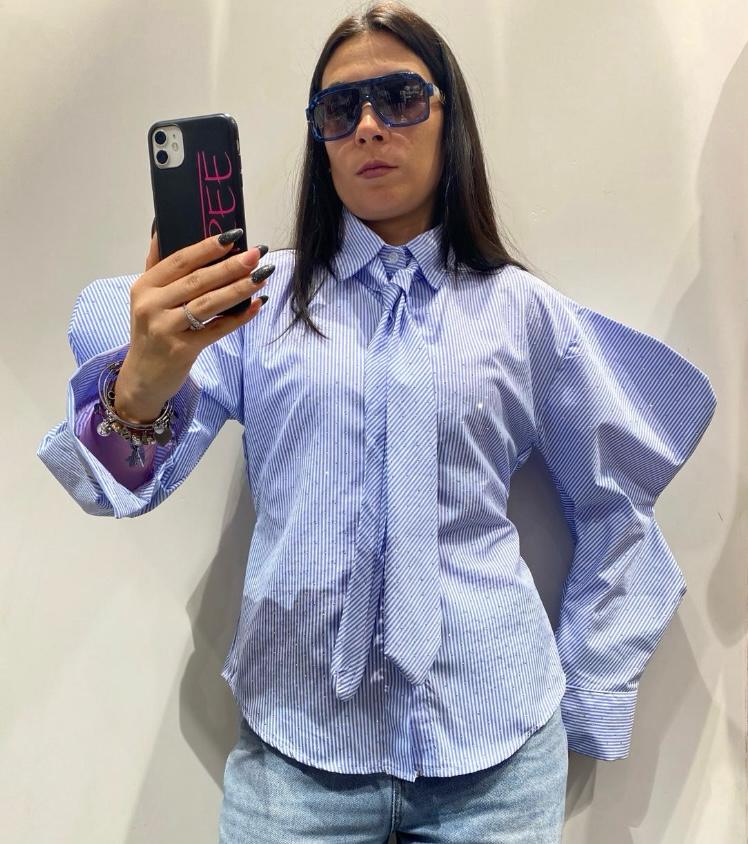 Camicia butterfly con strass