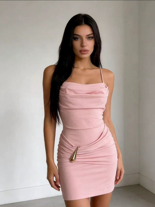 Minidress in lycra con bretelle