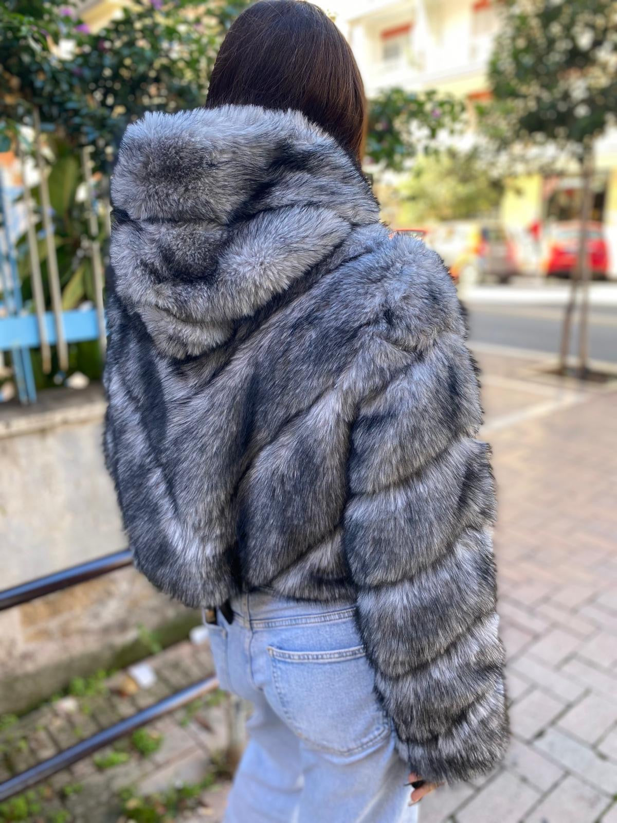 Pelliccia tasche grigia