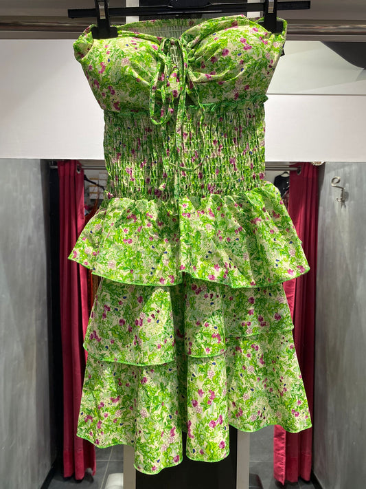 Short dress flowers verde