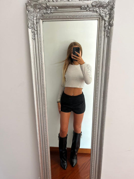 Maglia crop a righe