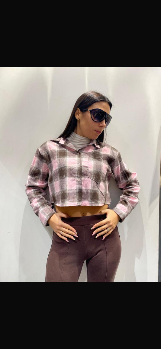Camicia crop rosa