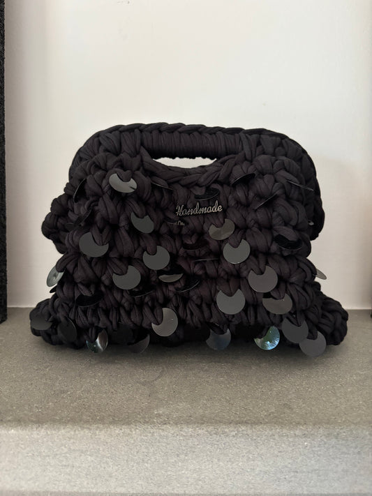 Tatti Bag Handmade nera con paillettes
