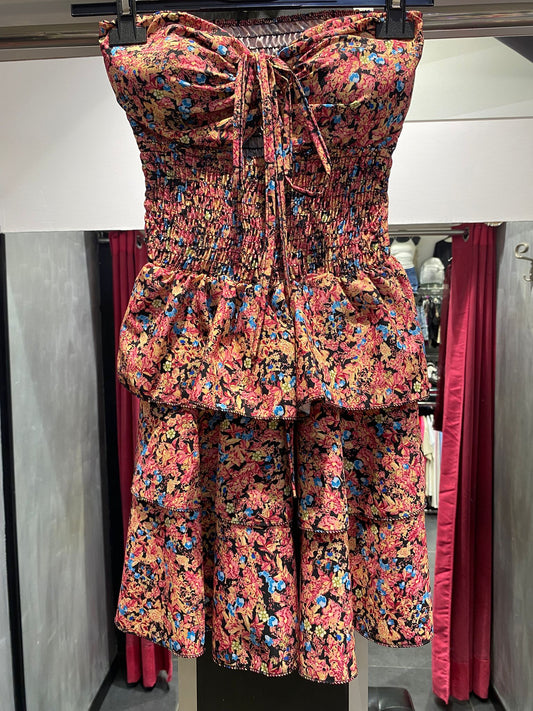 Short dress flowers rosso