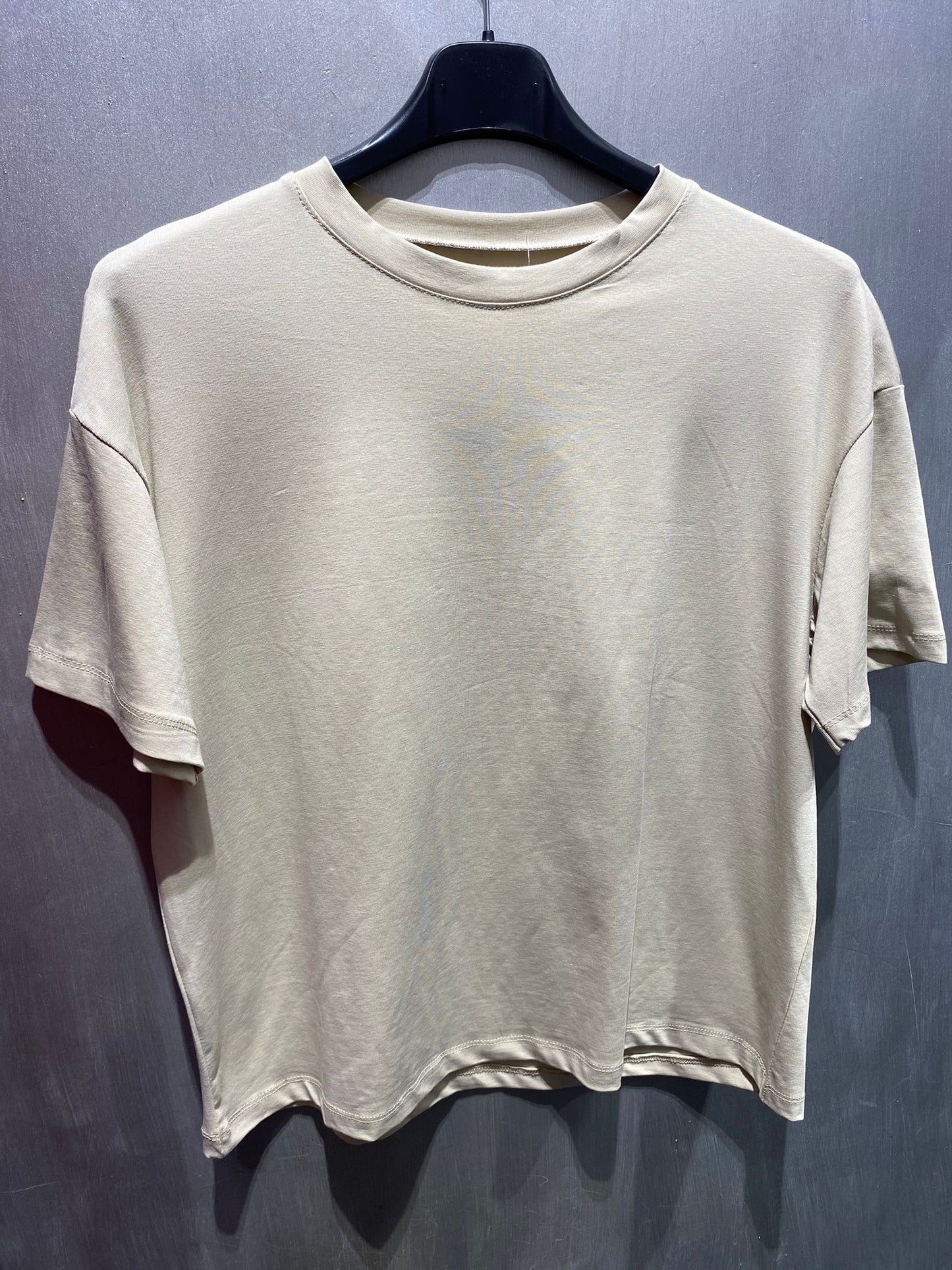 T-shirt in cotone oversize beige
