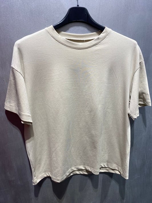 T-shirt in cotone oversize beige