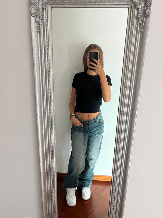 Maglioncino semi crop nero