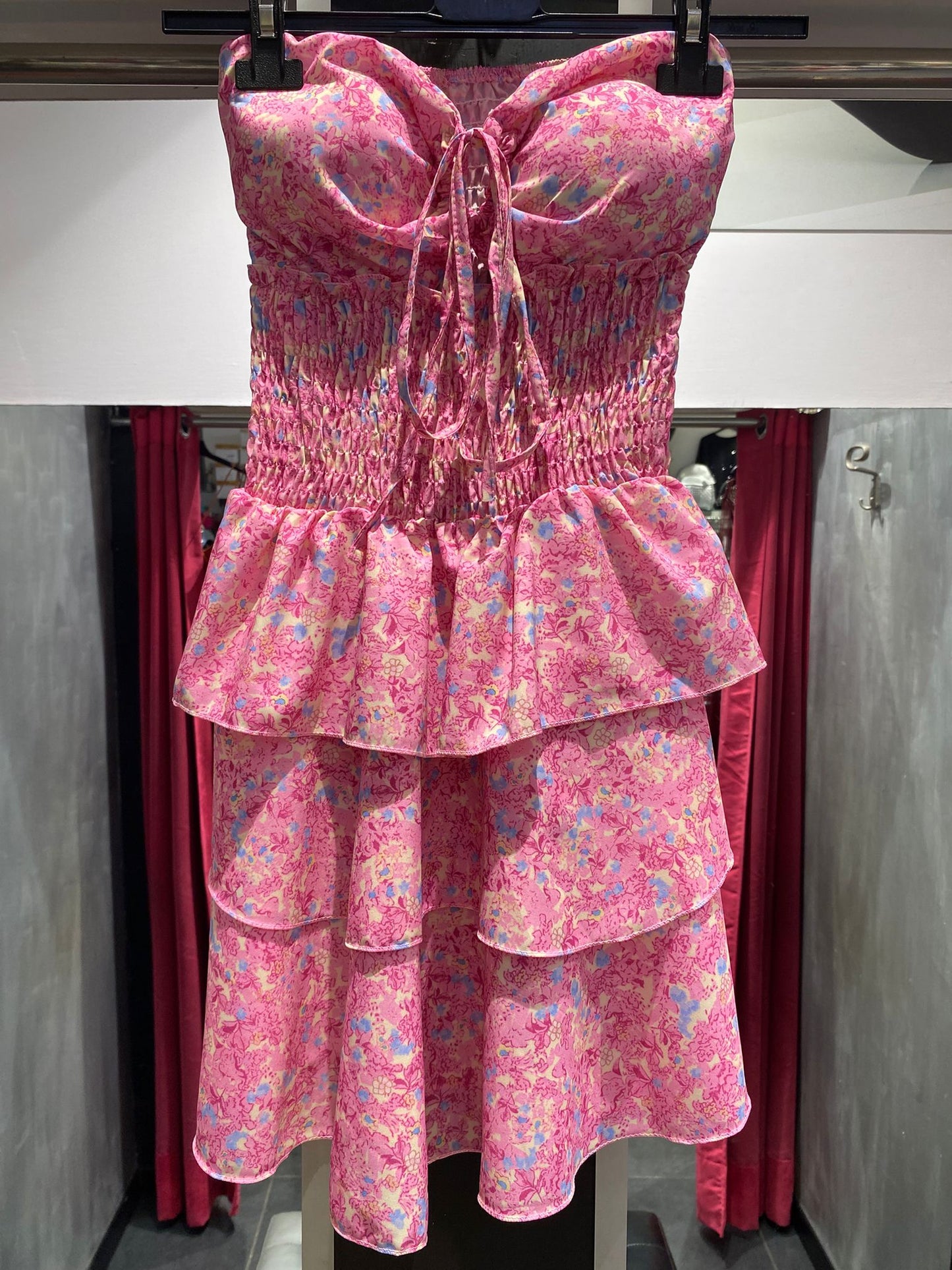 Short dress flowers rosa