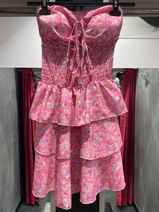 Short dress flowers rosa
