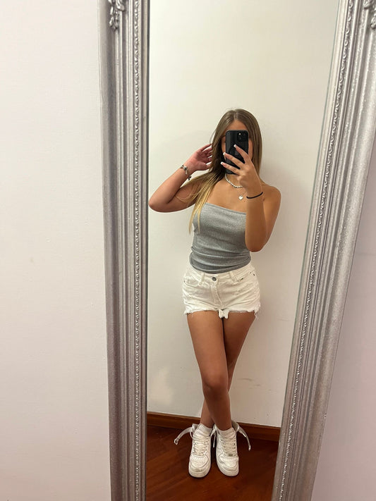 Top grigio con brillantini