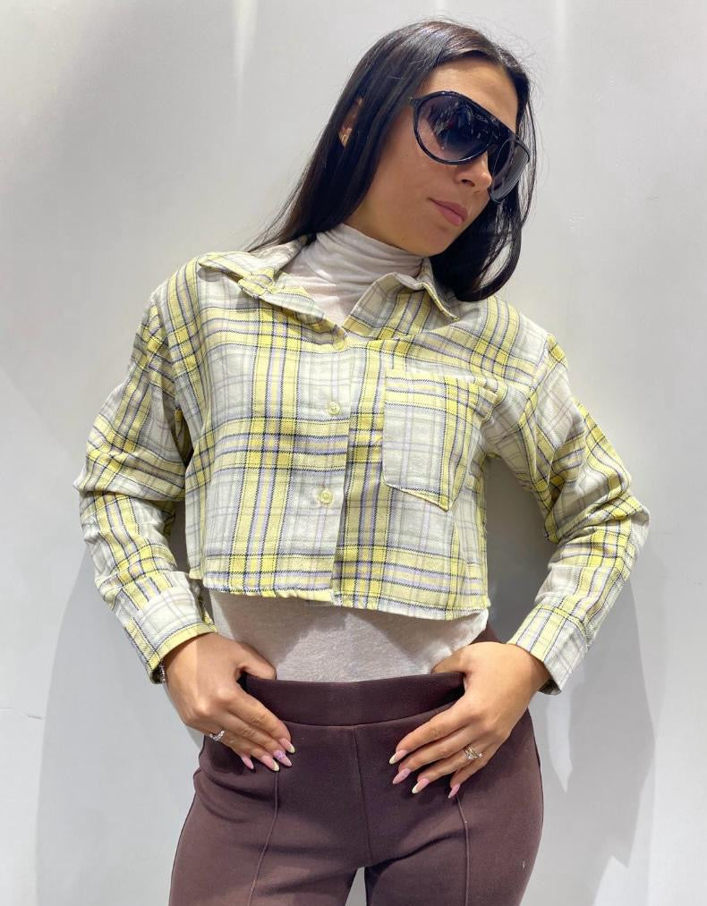 Camicia crop gialla