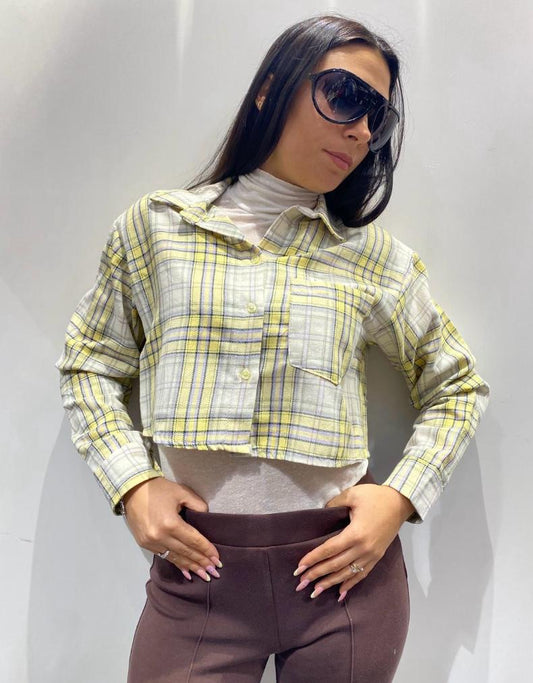 Camicia crop gialla