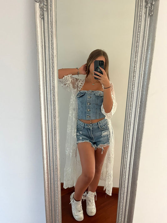 Kimono in pizzo bianco
