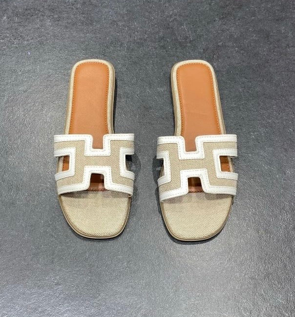 Ciabattine H corda e bianco