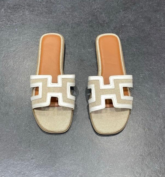 Ciabattine H corda e bianco