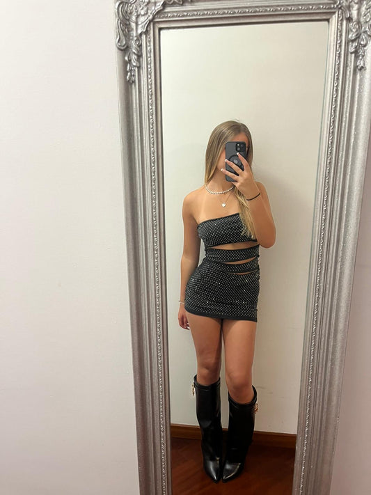 Minidress nero con brillantini