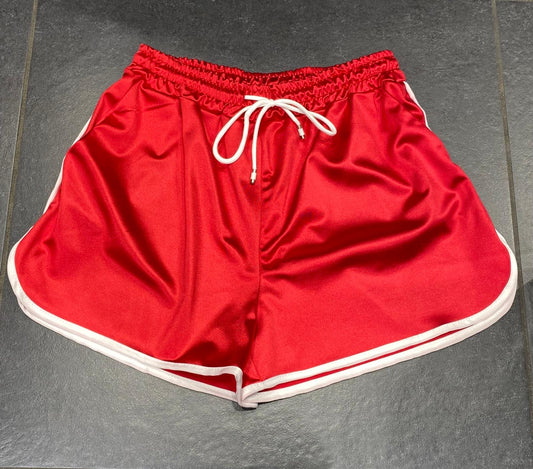Shorts football in raso rosso
