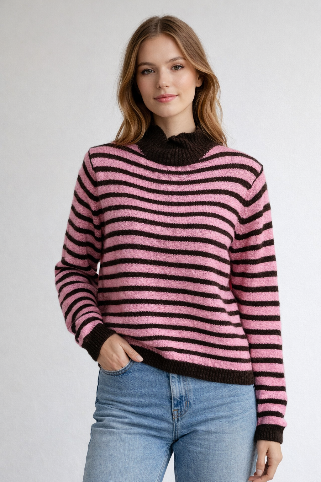 Pull a righe mezzocollo