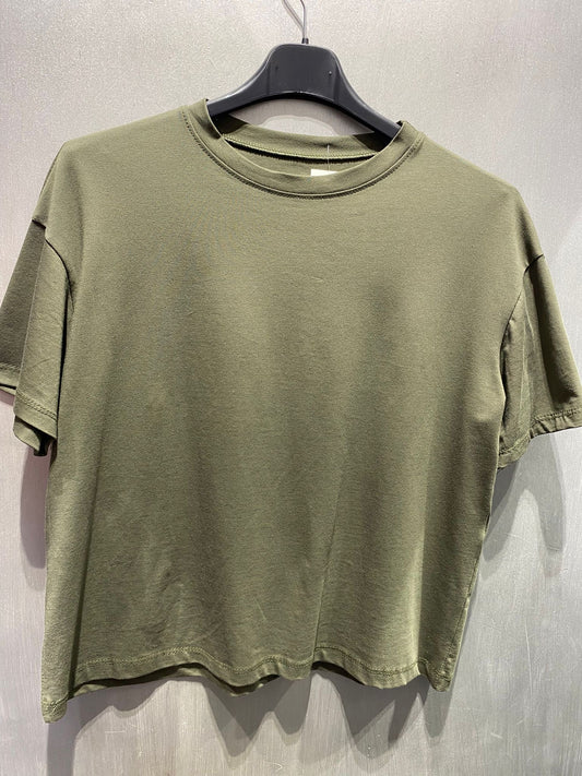 T-shirt in cotone oversize verde militare