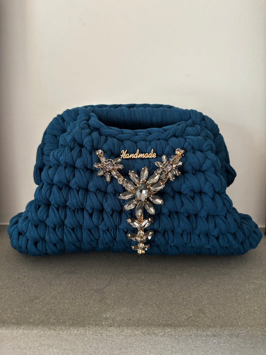 Tatti Bag Handmade blu mare con ciondolo