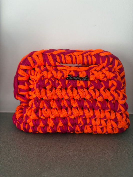 Tatti Bag Handmade bicolore fucsia e arancione fluo