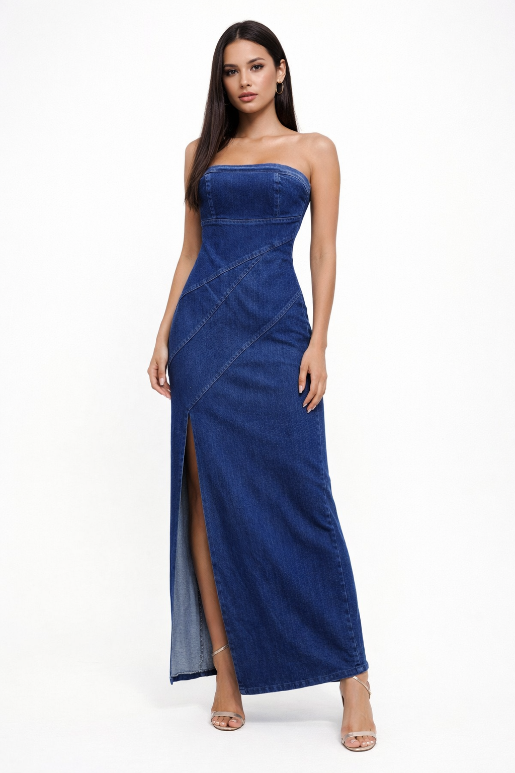 Tubino jeans con spacco