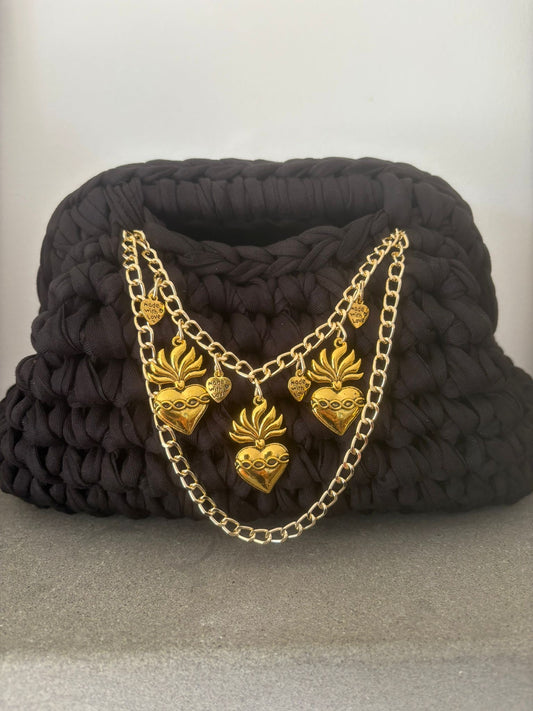 Tatti Bag Handmade nera con ciondoli