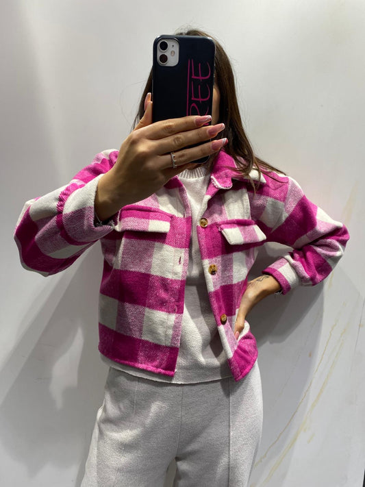 Giacchino quadri corto fucsia