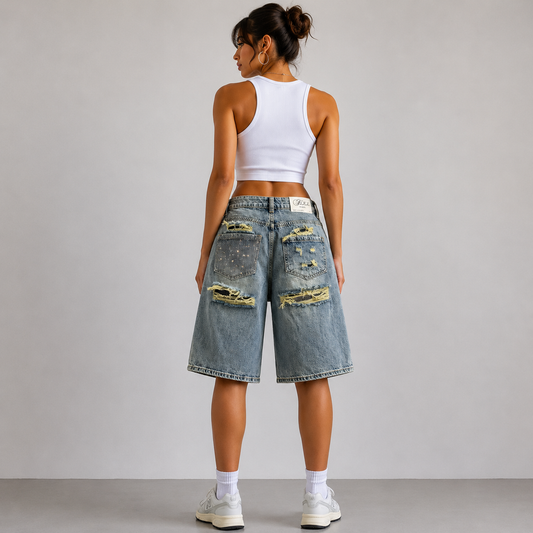 Bermuda Galaxy denim used tasca  argento
