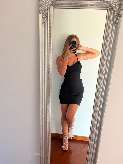 Tubino Hole a costina nero