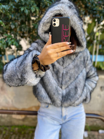 Pelliccia tasche grigia