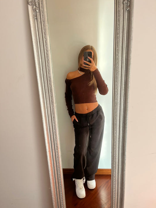 Maglioncino crop marrone
