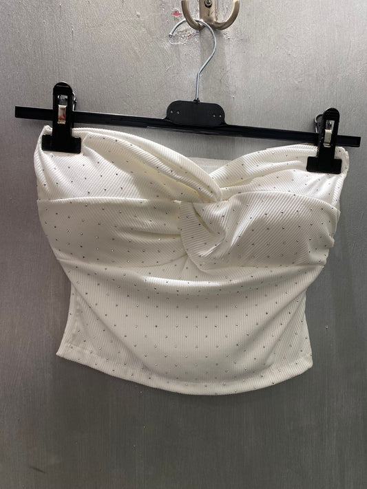 Top nodo jewels bianco