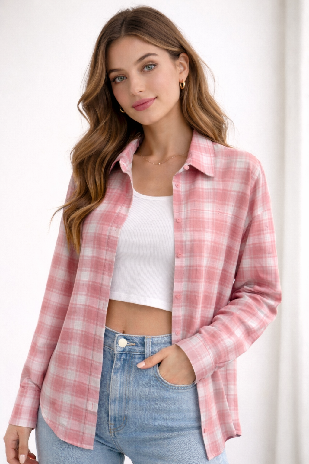 Camicia quadri rosa