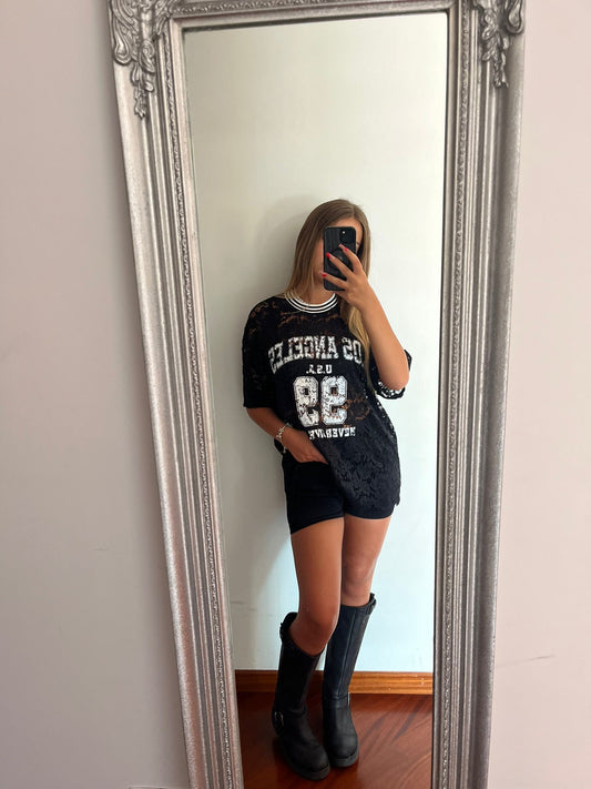 T-shirt stile Nba nera