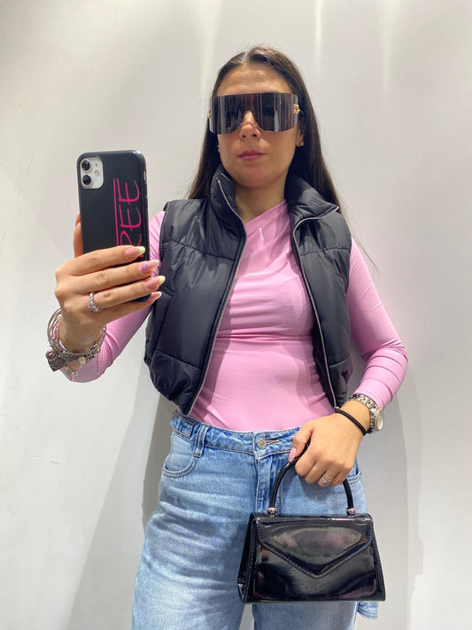 Smanicato crop con tasche