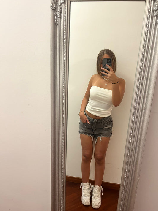 Top bianco con brillantini