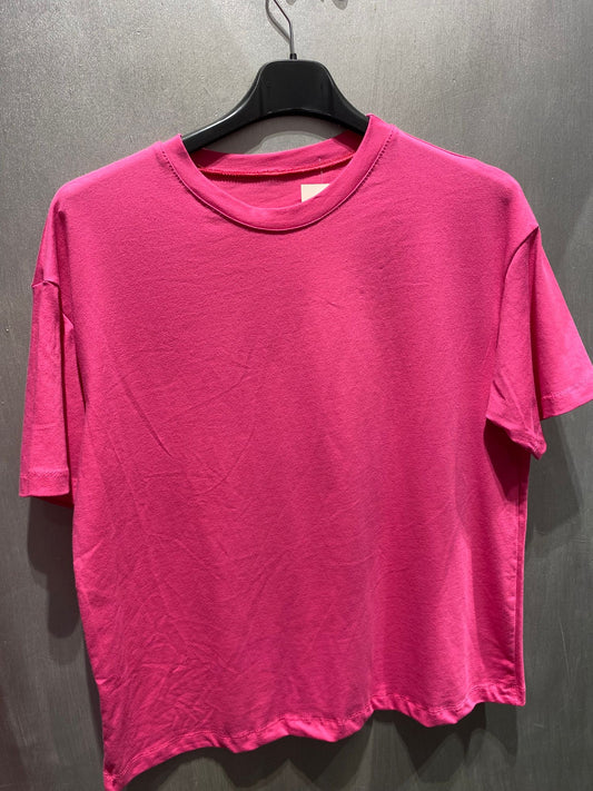 T-shirt in cotone oversize rosa
