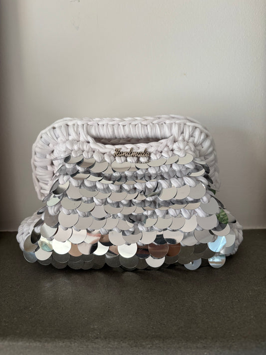 Tatti Bag Handmade bianca con paillettes